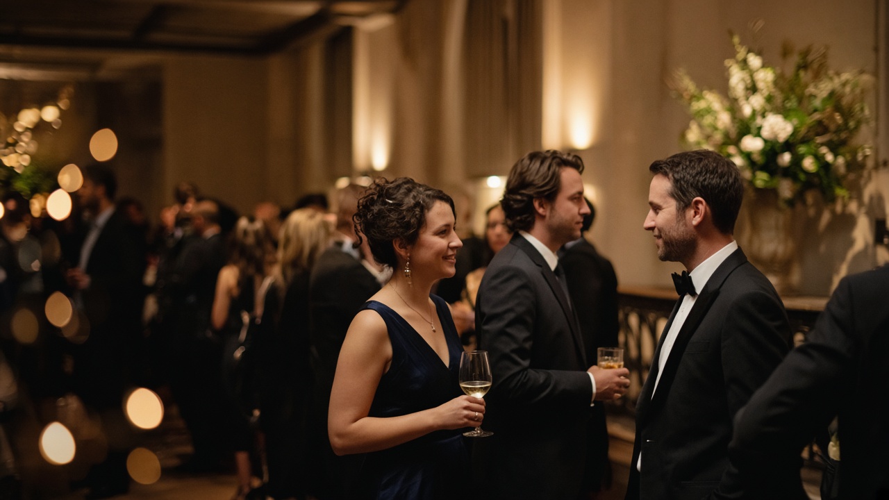 Guests at an evening reception